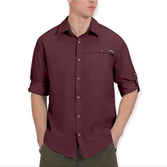 NWT Mens UPF 50+ UV Protection Shirt Breathable Long Sleeve Fishing Hiking Shirt - Picture 1 of 6